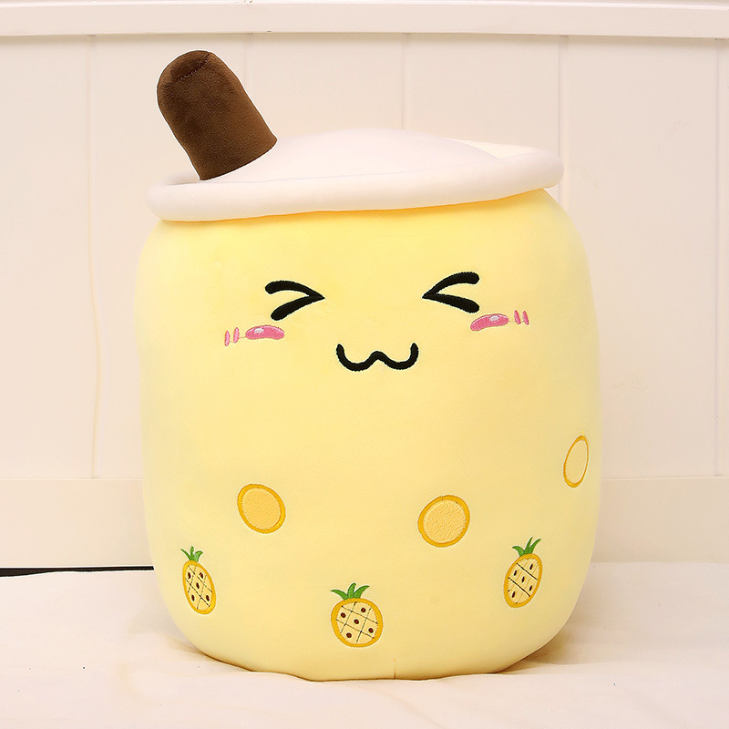 Strawberry Milk Tea Plush Pillow – Cute Boba Toy