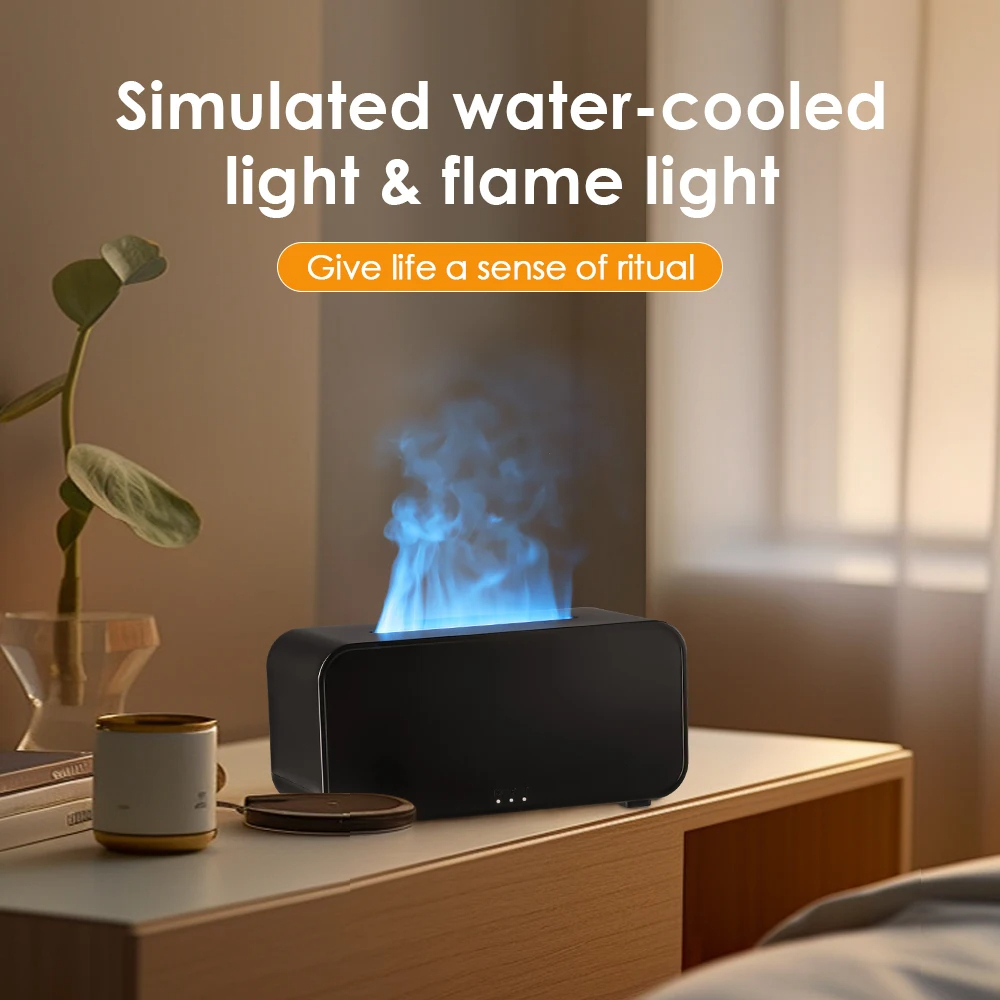 Flame Diffuser & Humidifier: Lamp with Essential Oil and Atmosphere Light