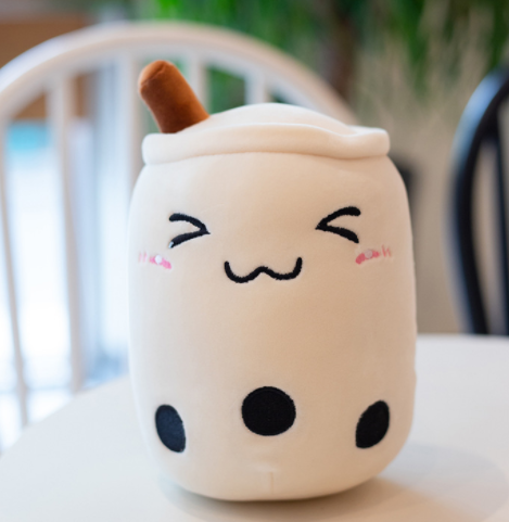 Strawberry Milk Tea Plush Pillow – Cute Boba Toy