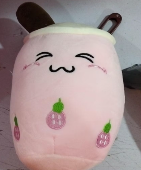 Strawberry Milk Tea Plush Pillow – Cute Boba Toy